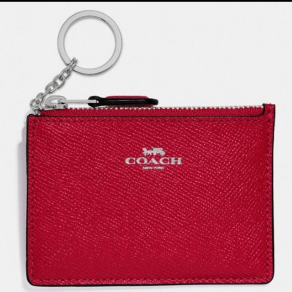 Coach F12186 Leather Mini Skinny ID Case Red NWT - Picture 3 of 8
